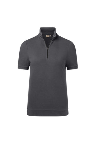 Hakro Damen Poloshirt 334  Zip-Shirt Piqué MIKRALINAR® ECO karbongrau