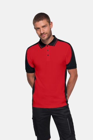 Hakro Herren/Unisex Poloshirt 539 Poloshirt Contrast  MIKRALINAR® ECO rot/schwarz