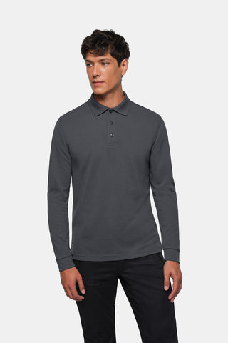 Hakro Herren/Unisex Longsleeve Polo 815 MIKRALINAR® anthrazit