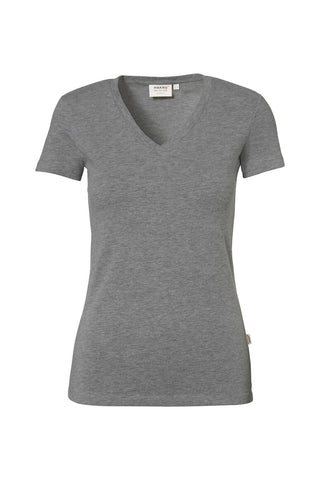 Hakro Damen Stretch V-Shirt 172 Essential grau meliert