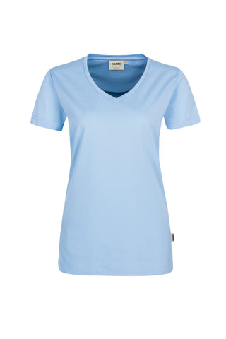 Hakro Damen V-Shirt 181 MIKRALINAR® eisblau