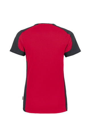 Hakro Damen V-Shirt 190 MIKRALINAR® Contrast rot/anthrazit