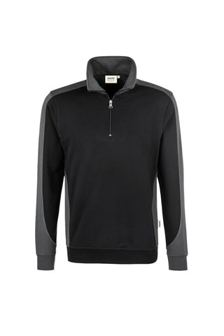Hakro Herren/Unisex Zip-Sweatshirt 476 MIKRALINAR® Contrast schwarz/anthrazit