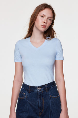 Hakro Damen V-Shirt 126 Classic eisblau