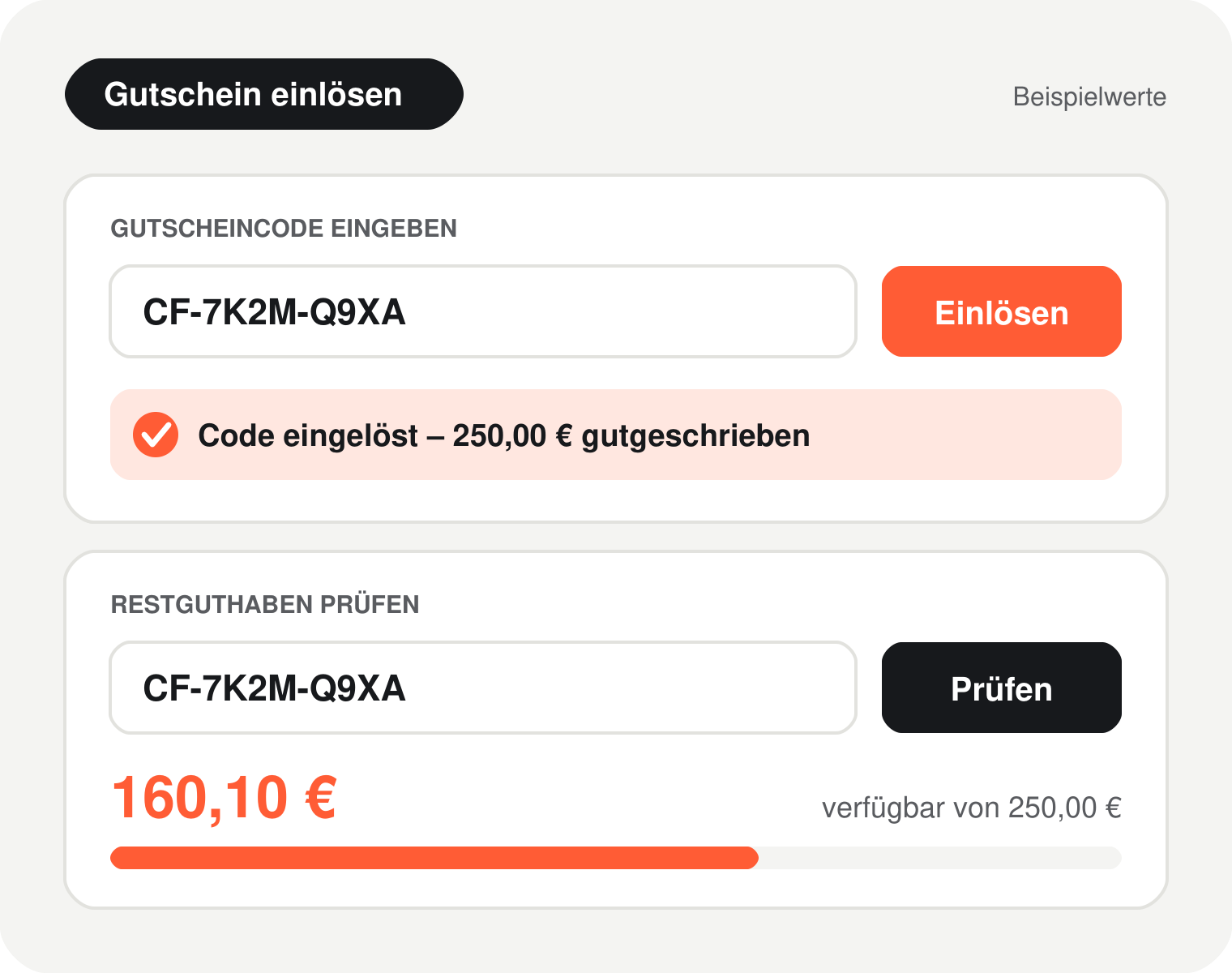 Gutscheincode im Basic Mitarbeitershop einlösen und Restguthaben prüfen