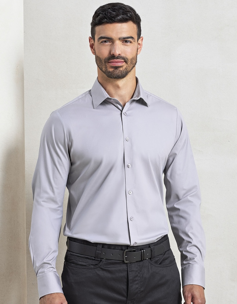 Premier Workwear Men´s Stretch Fit Poplin Long Sleeve Cotton Shirt PW244